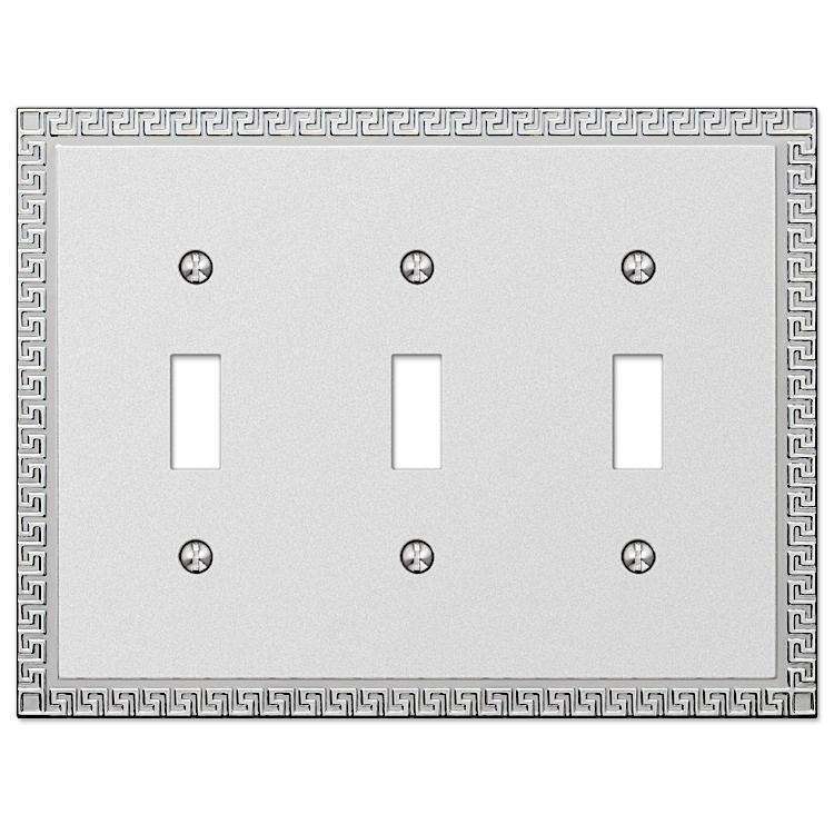 Greek Key Frosted Chrome Triple Toggle - Wallplatesonline.com