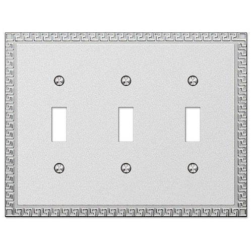 Greek Key Frosted Chrome Triple Toggle - Wallplatesonline.com