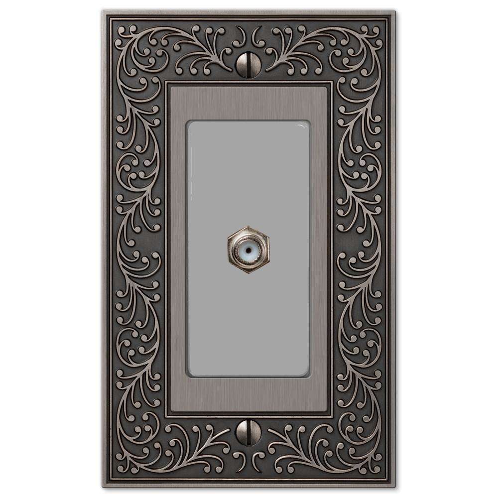 English Garden Antique Nickel 1 Cable TV with Hardware:Wallplatesonline.com
