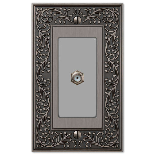 English Garden Antique Nickel 1 Cable TV with Hardware:Wallplatesonline.com