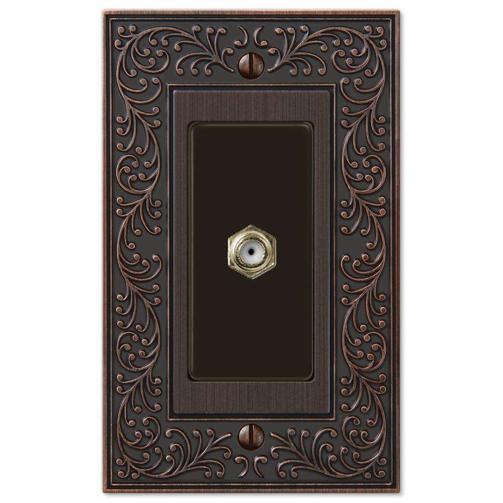 English Garden Aged Bronze 1 Cable TV with Hardware:Wallplatesonline.com