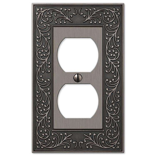 English Garden Antique Nickel 1 Duplex Outlet - Wallplatesonline.com