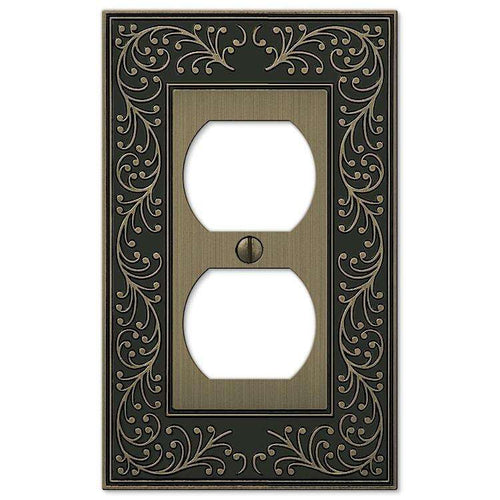 English Garden Brushed Brass 1 Duplex Outlet - Wallplatesonline.com