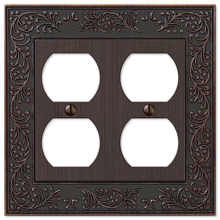 English Garden Aged Bronze 2 Duplex Outlet - Wallplatesonline.com