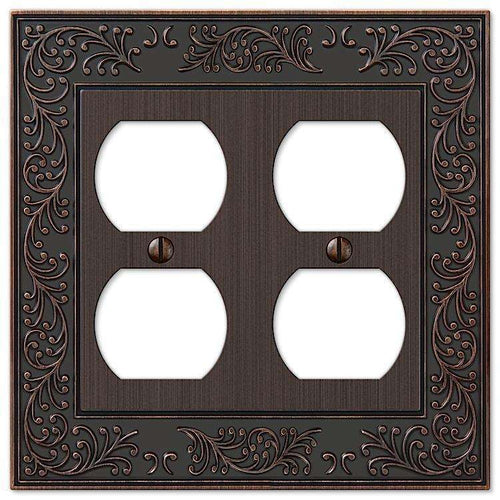 English Garden Aged Bronze 2 Duplex Outlet - Wallplatesonline.com