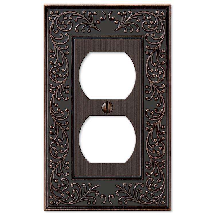 English Garden Aged Bronze 1 Duplex Outlet - Wallplatesonline.com
