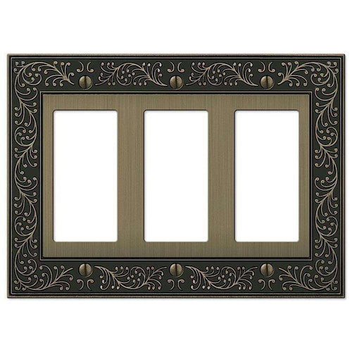 English Garden Brushed Brass 3 Rocker (GFI) - Wallplatesonline.com