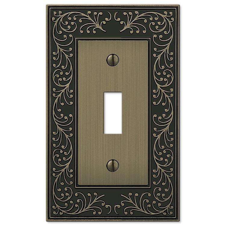 English Garden Brushed Brass Cover Plates - Wallplatesonline.com