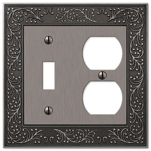 English Garden Antique Nickel Toggle / Duplex Outlet - Wallplatesonline.com