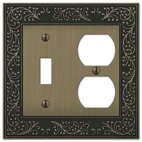 English Garden Brushed Brass Toggle / Duplex Outlet - Wallplatesonline.com