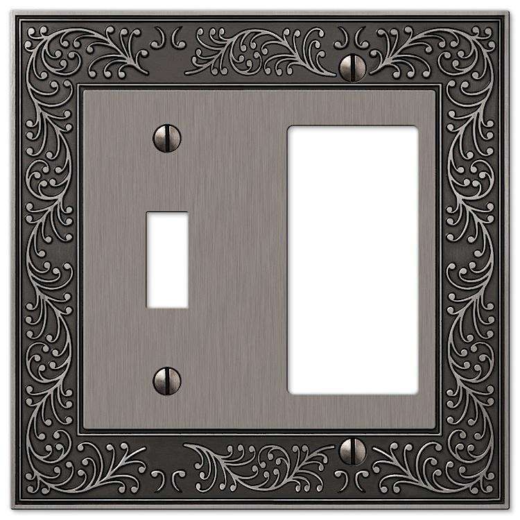 English Garden Antique Nickel Toggle / 1 Rocker (GFI) - Wallplatesonline.com
