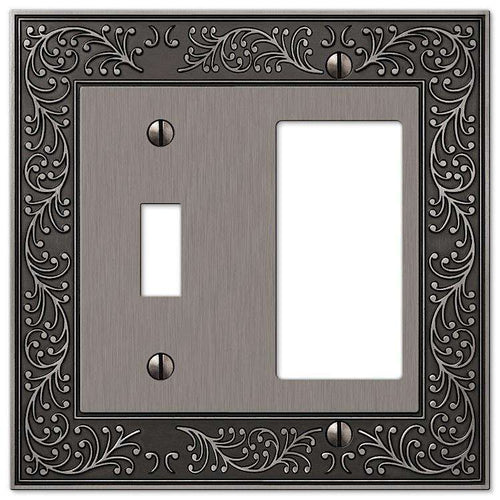 English Garden Antique Nickel Toggle / 1 Rocker (GFI) - Wallplatesonline.com