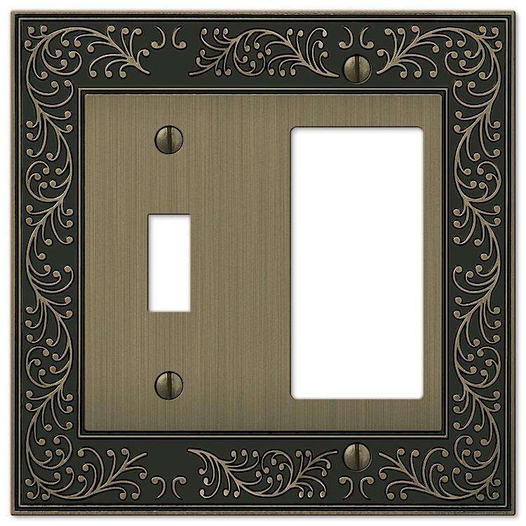 English Garden Brushed Brass Toggle / 1 Rocker (GFI) - Wallplatesonline.com
