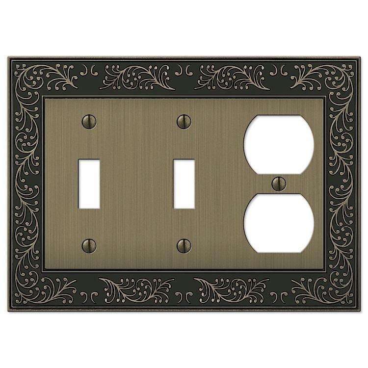 English Garden Brushed Brass 2 Toggle / Duplex Outlet