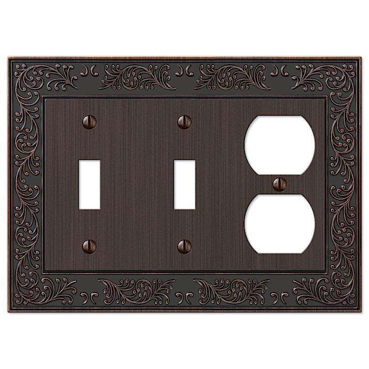 English Garden Aged Bronze 2 Toggle / Duplex Outlet - Wallplatesonline.com