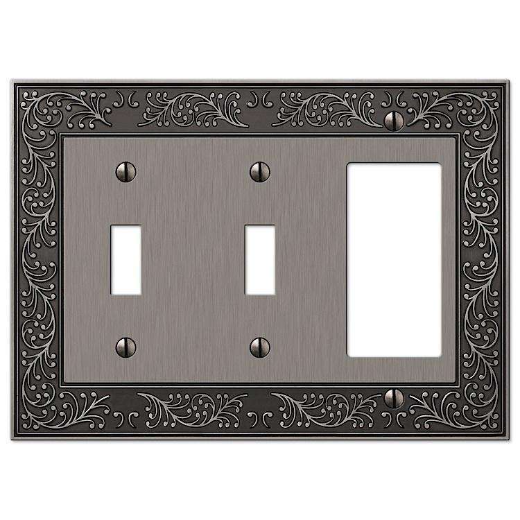 English Garden Antique Nickel 2 Toggle / 1 Rocker (GFI) - Wallplatesonline.com