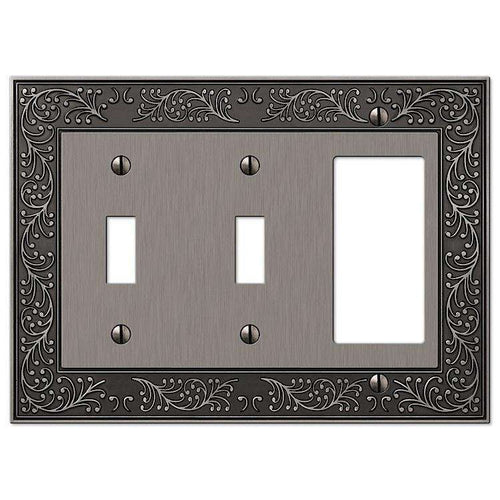English Garden Antique Nickel 2 Toggle / 1 Rocker (GFI) - Wallplatesonline.com