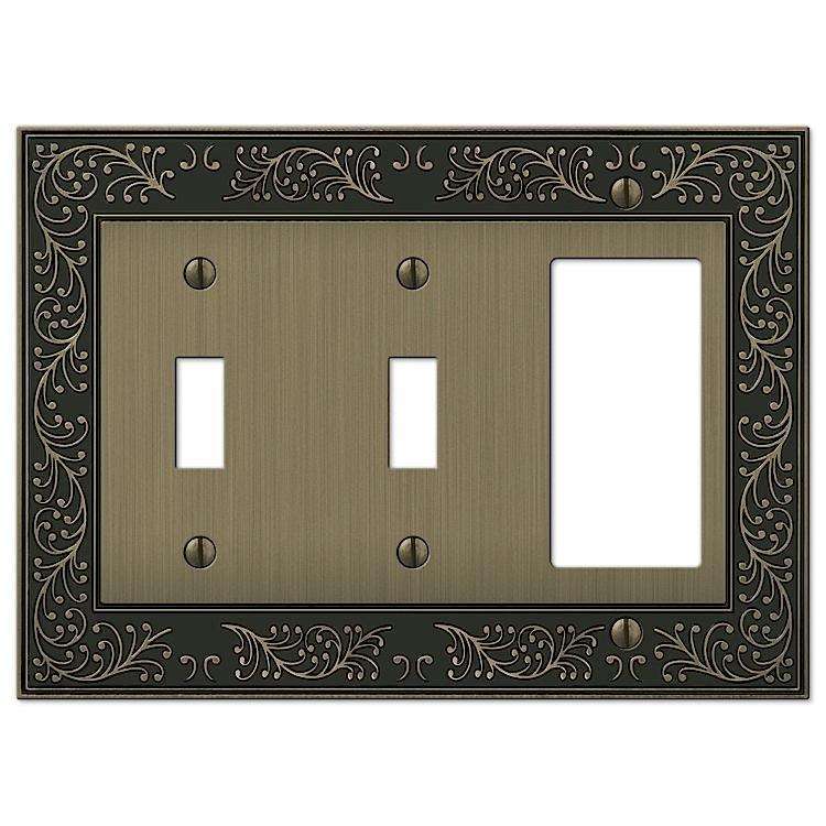 English Garden Brushed Brass 2 Toggle / 1 Rocker (GFI) - Wallplatesonline.com