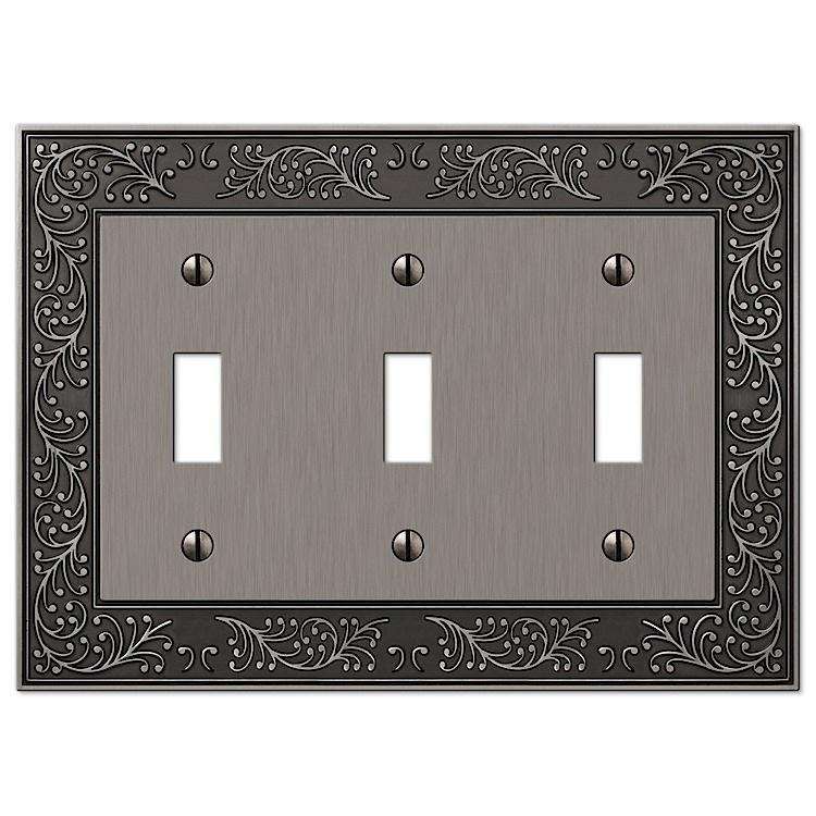English Garden Antique Nickel Triple Toggle - Wallplatesonline.com