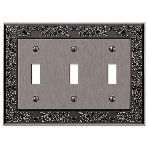 English Garden Antique Nickel Triple Toggle - Wallplatesonline.com
