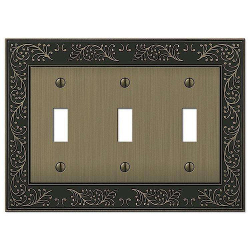 English Garden Brushed Brass Triple Toggle - Wallplatesonline.com