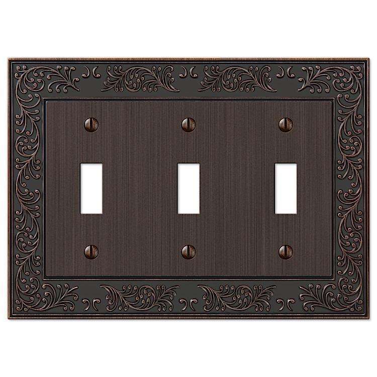 English Garden Aged Bronze Triple Toggle - Wallplatesonline.com