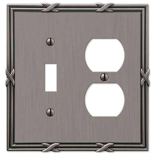 Ribbon & Reed Antique Nickel Toggle / Duplex Outlet - Wallplatesonline.com