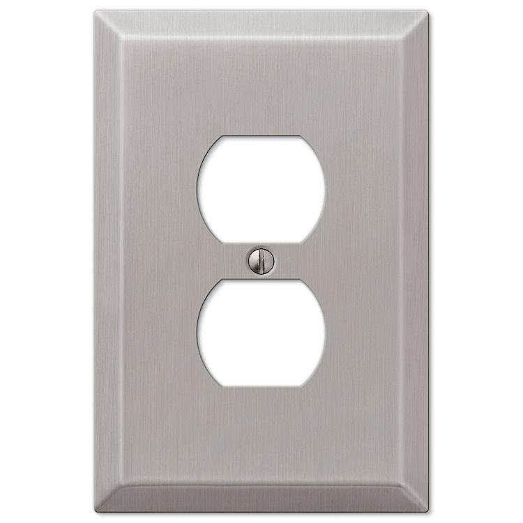 Oversized Brushed Nickel Steel Duplex Outlet Wallplate