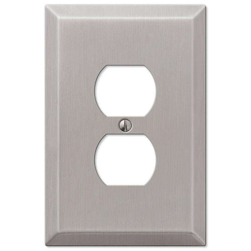 Oversized Brushed Nickel Steel Duplex Outlet Wallplate - Wallplatesonline.com