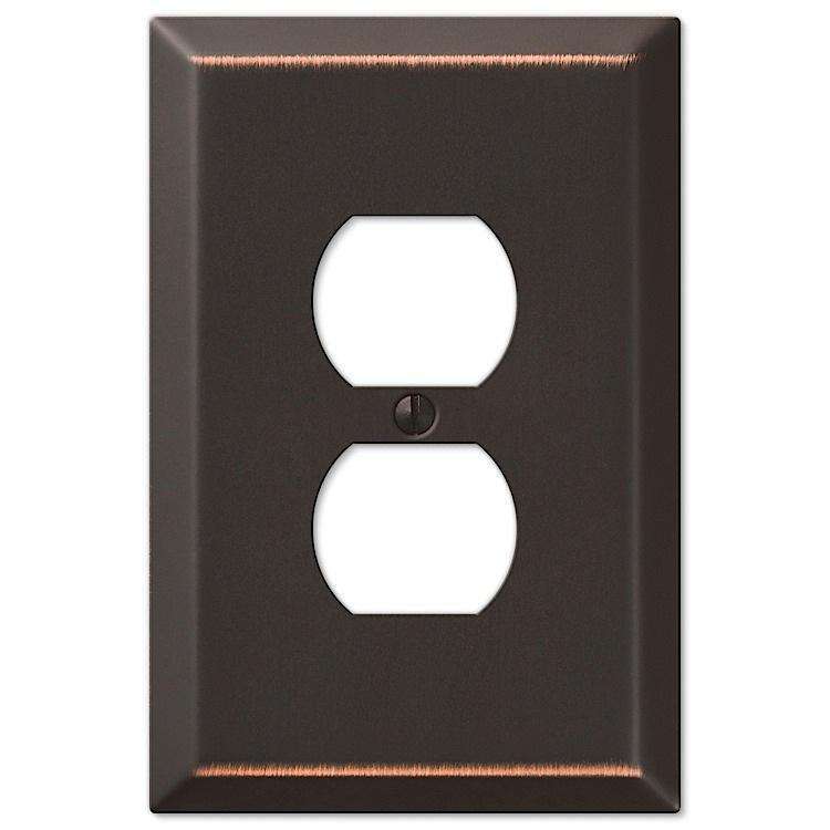 Oversized Aged Bronze Steel Duplex Outlet Wallplate - Wallplatesonline.com