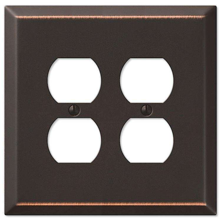 Oversized Aged Bronze Steel 2 Duplex Outlet Wallplate - Wallplatesonline.com