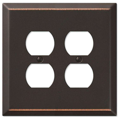 Oversized Aged Bronze Steel 2 Duplex Outlet Wallplate - Wallplatesonline.com