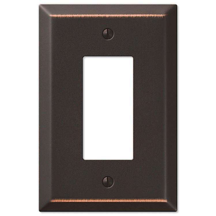 Oversized Aged Bronze Steel Single Rocker Wallplate - Wallplatesonline.com