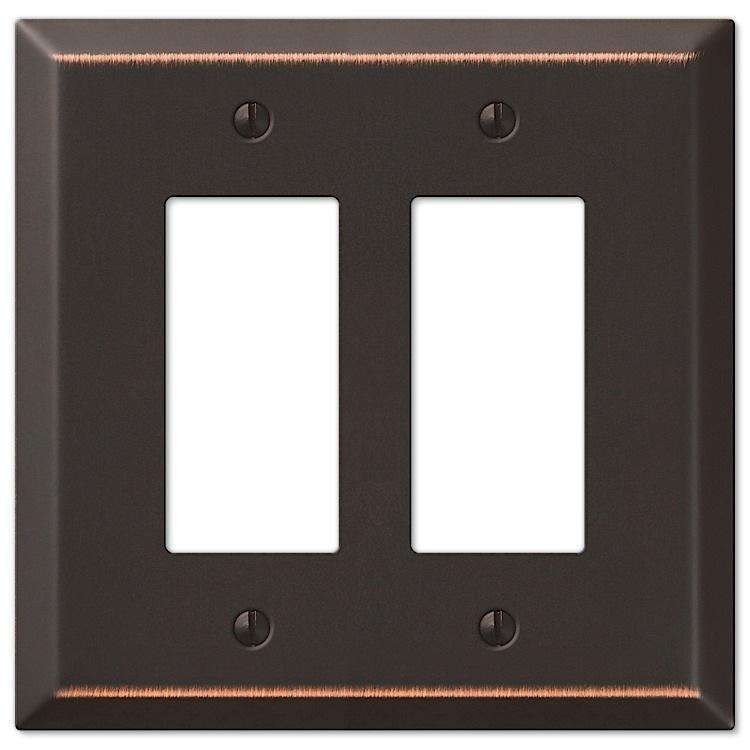 Oversized Aged Bronze Steel Double Rocker Wallplate - Wallplatesonline.com