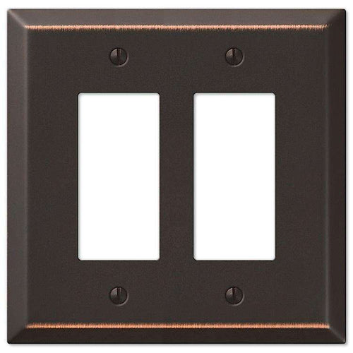 Oversized Aged Bronze Steel Double Rocker Wallplate - Wallplatesonline.com