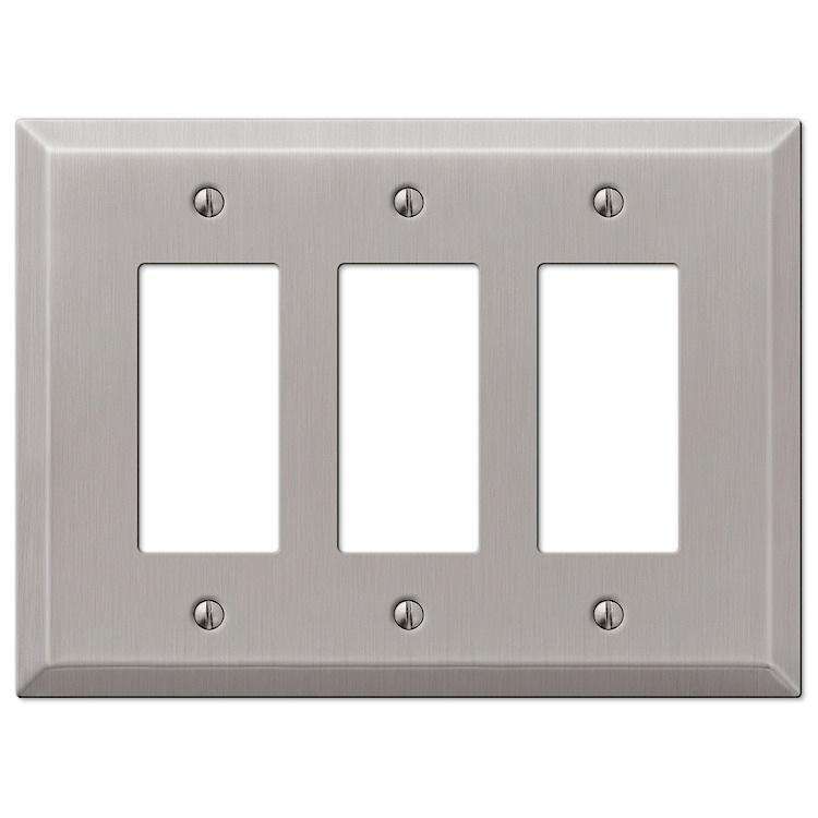 Oversized Brushed Nickel Steel Triple Rocker Wallplate - Wallplatesonline.com