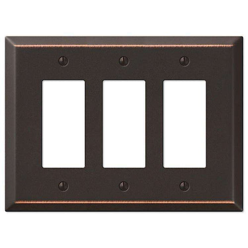 Oversized Aged Bronze Steel Triple Rocker Wallplate - Wallplatesonline.com