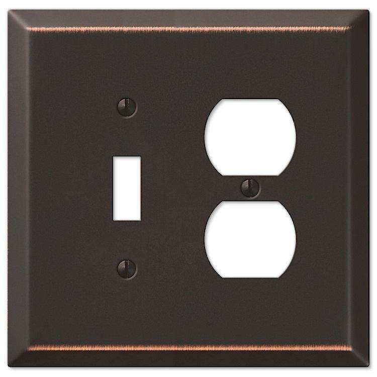 Oversized Aged Bronze Steel Toggle / Duplex Outlet Wallplate - Wallplatesonline.com