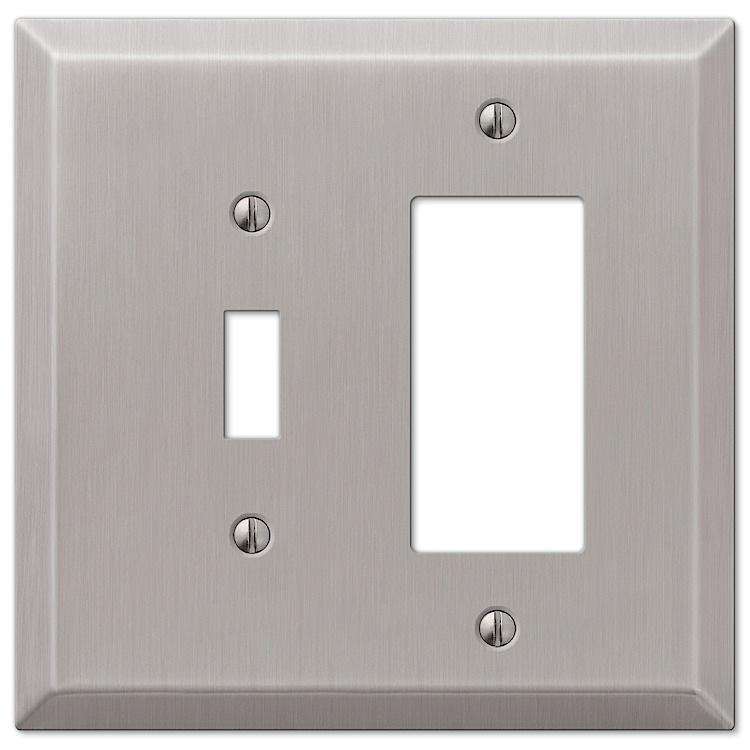 Oversized Brushed Nickel Steel Toggle / Rocker Wallplate