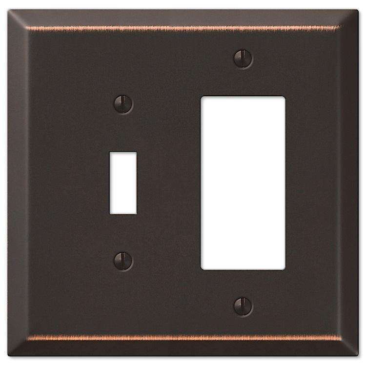 Oversized Aged Bronze Steel Toggle / Rocker Wallplate