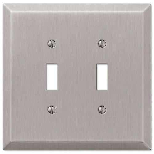 Oversized Brushed Nickel Steel Double Toggle Wallplate - Wallplatesonline.com
