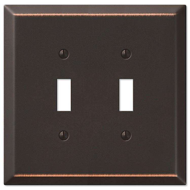 Oversized Aged Bronze Steel Double Toggle Wallplate - Wallplatesonline.com