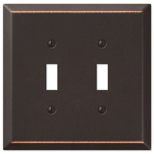 Oversized Aged Bronze Steel Double Toggle Wallplate - Wallplatesonline.com