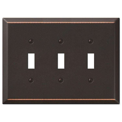 Oversized Aged Bronze Steel Triple Toggle Wallplate - Wallplatesonline.com