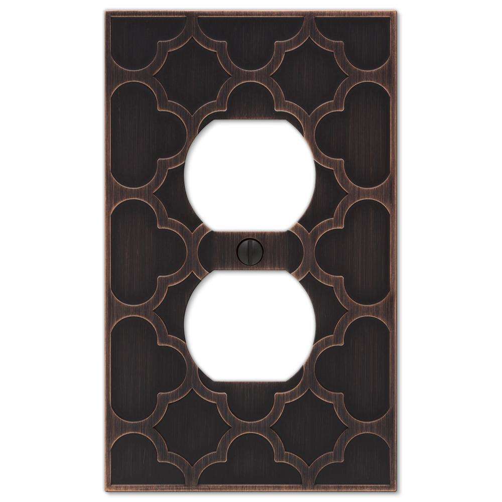 Tangier Aged Bronze Cast 1 Duplex Outlet Wallplate:Wallplatesonline.com
