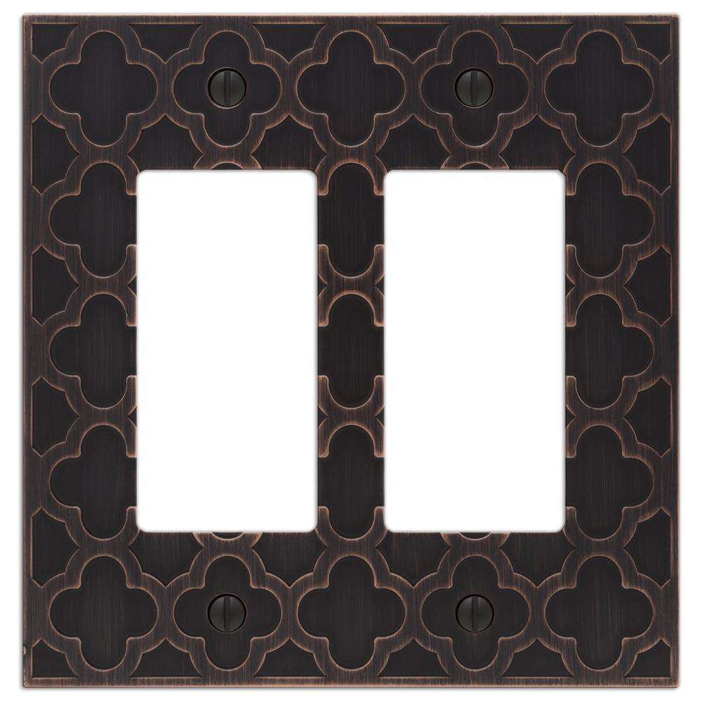 Tangier Aged Bronze Cast 2 Rocker (GFI) Wallplate:Wallplatesonline.com
