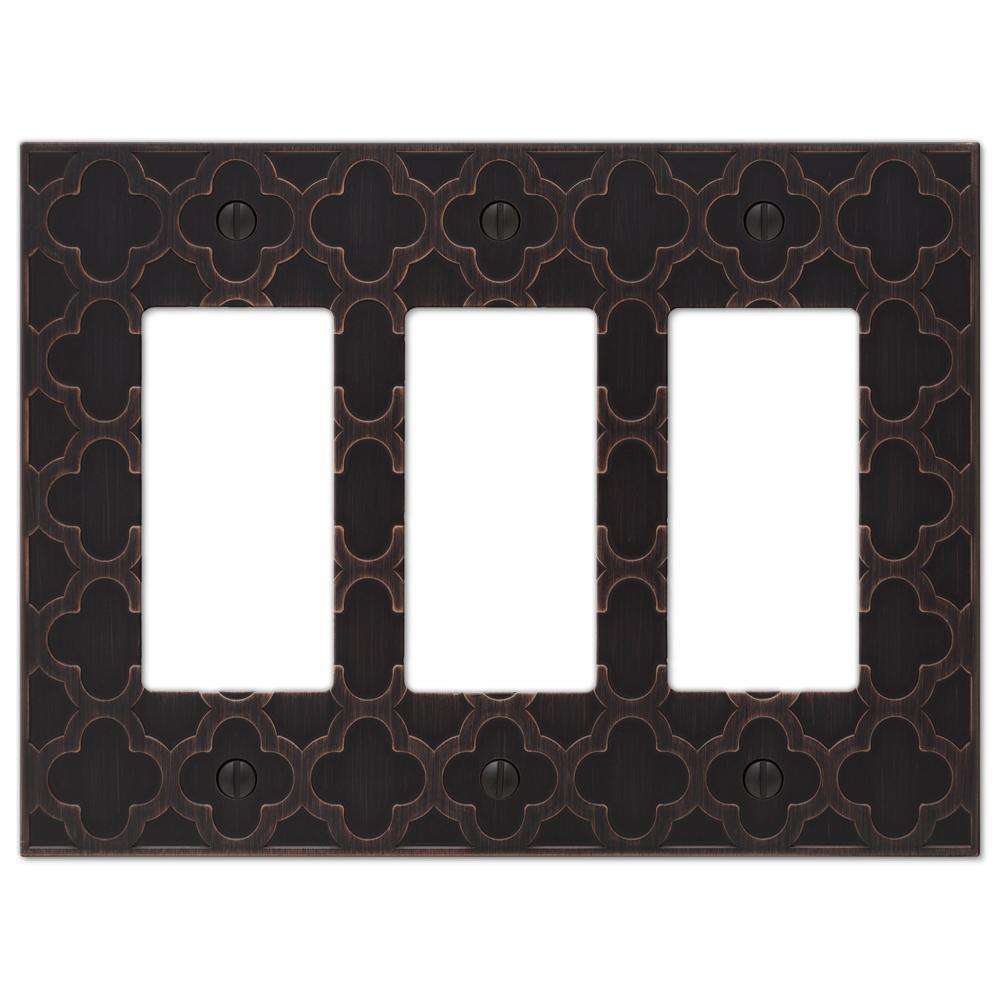 Tangier Aged Bronze Cast 3 Rocker (GFI) Wallplate:Wallplatesonline.com