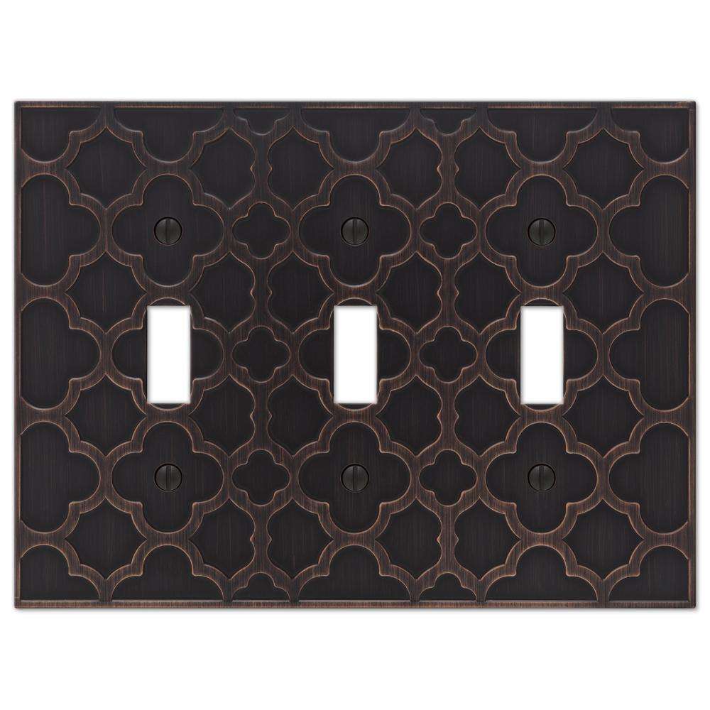 Tangier Aged Bronze Cast Triple Toggle:Wallplatesonline.com