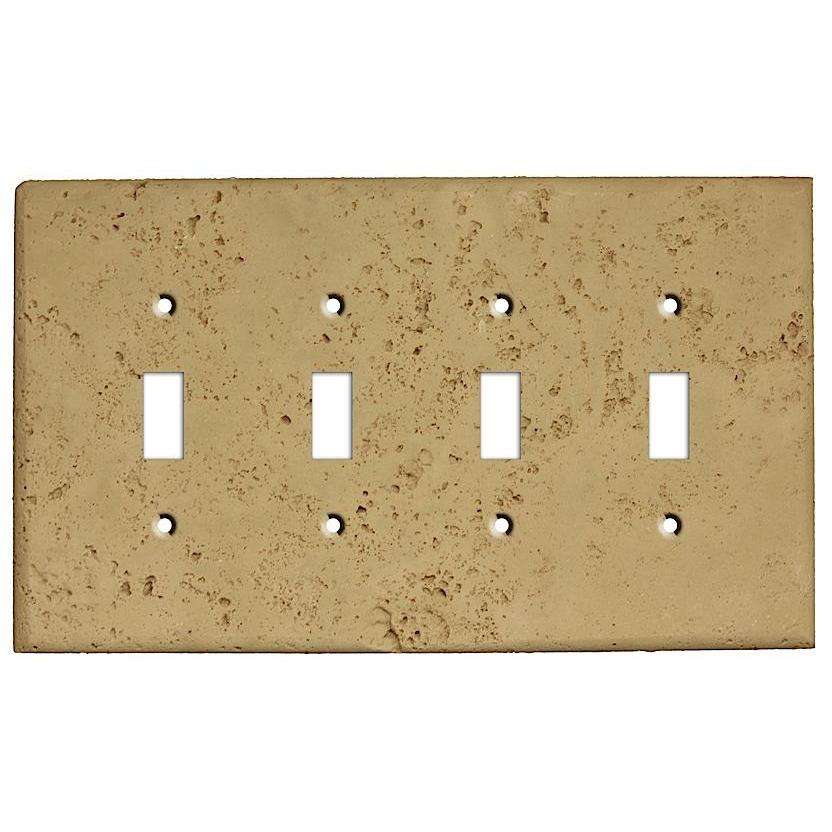 Khaki Stone Four Toggle Switchplate