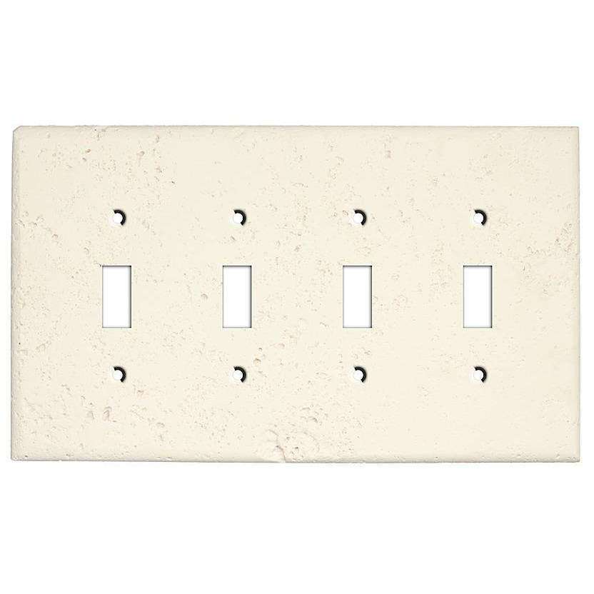 White Stone Four Toggle Switchplate